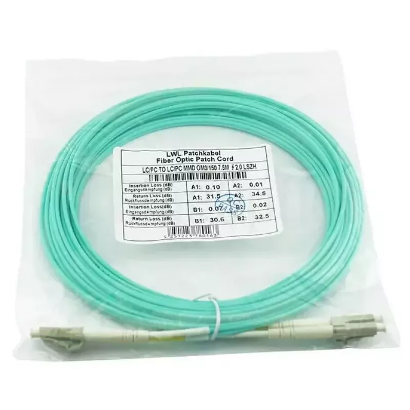 BlueOptics 050502K512000003M-BO Cabo patch de fibra ótica duplex (compatível com Corning), LC-UPC/LC-UPC, multimodo OM3 50/125 µm, 3 m