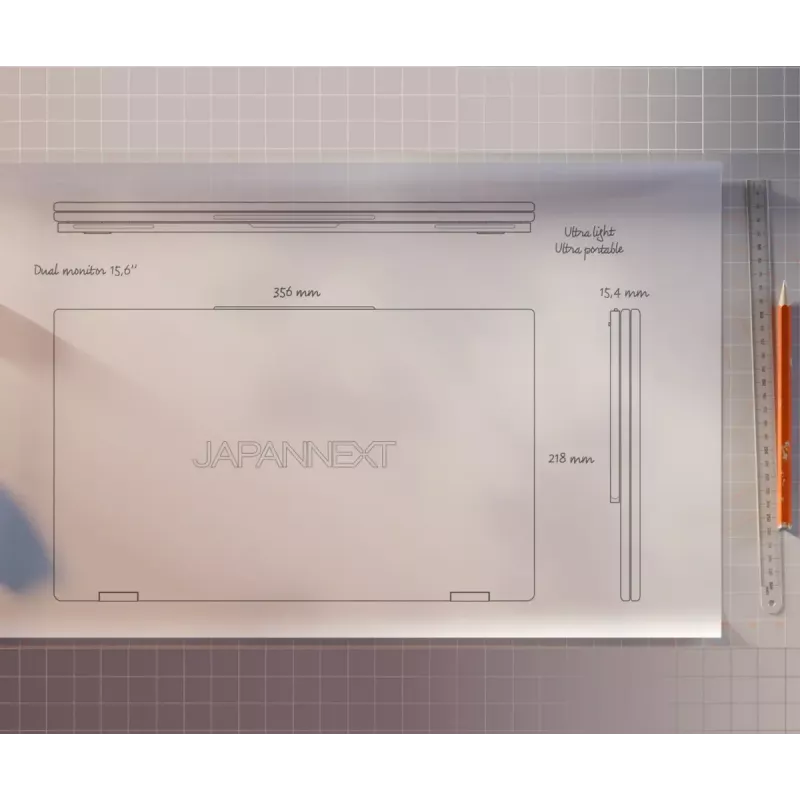 Monitor JAPANNEXT JN-DMD-IPS156F 39,6 cm (15,6 polegadas) 1920 x 1080 píxeis Full HD LCD preto