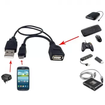 Cabo USB 2.0 OTG Techly A F Micro USB M com USB 30cm preto ICOC MUSB-MC2