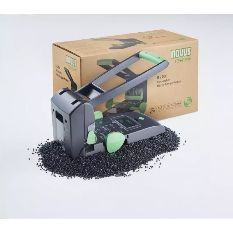 Perfurador Novus B 2200 re+new 200 folhas preto verde