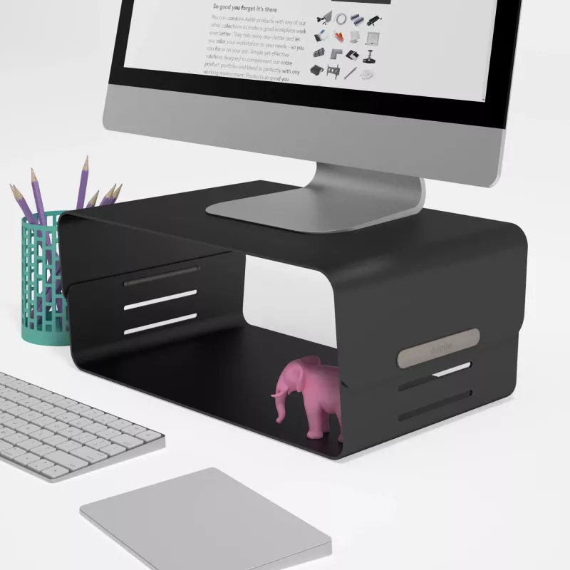 Suporte para monitor Dataflex Addit Bento® - ajustável 123, autónomo, 20 kg, altura ajustável, preto