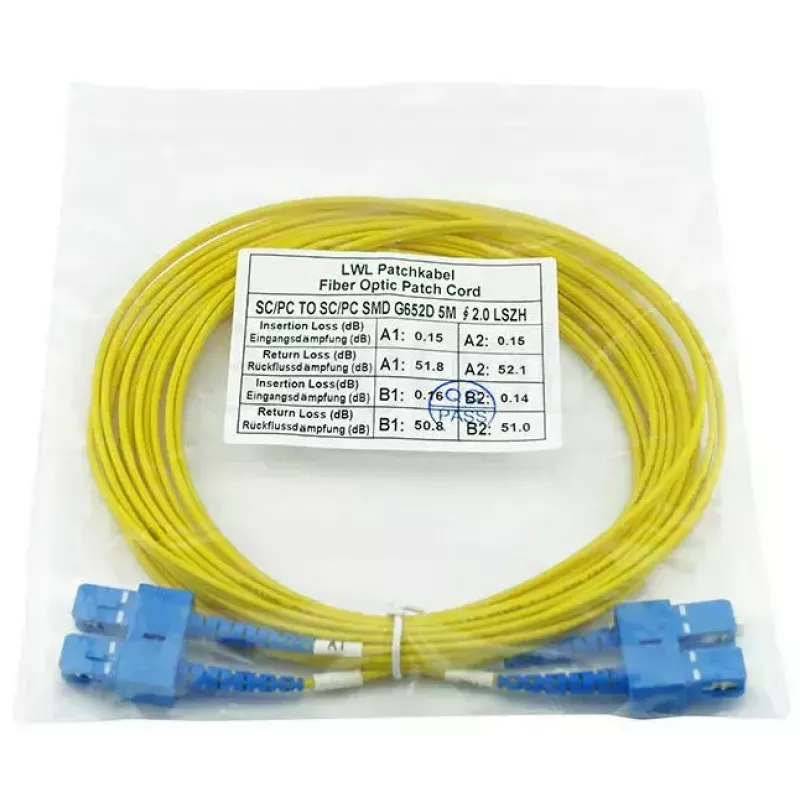 Cabo de fibra ótica BlueOptics CAB-SMF-SC-SC-20 20 m G.657.A1 conector SC