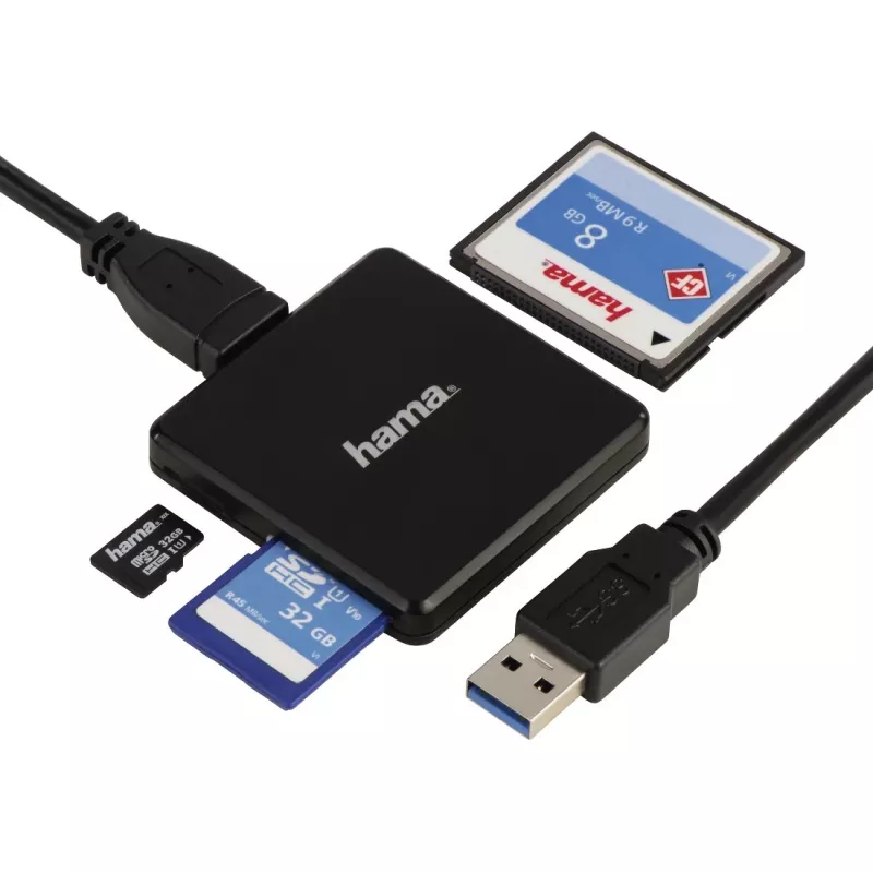 Hama 00124156 leitor de cartões USB 3.2 Gen 1 (3.1 Gen 1) Type-A preto