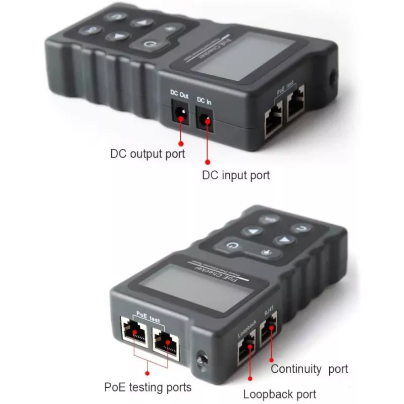 Testador de cabos de rede Techly I-CT PRO-POECK testador PoE preto, cinzento