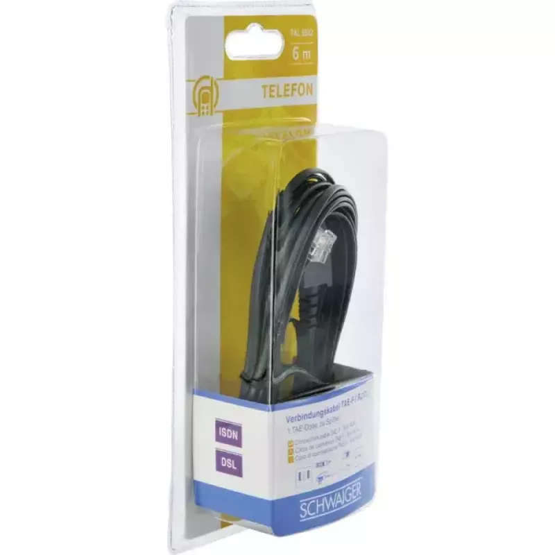 Cabo Schwaiger 6,0 m RJ-12 - TAE-F 6 m preto