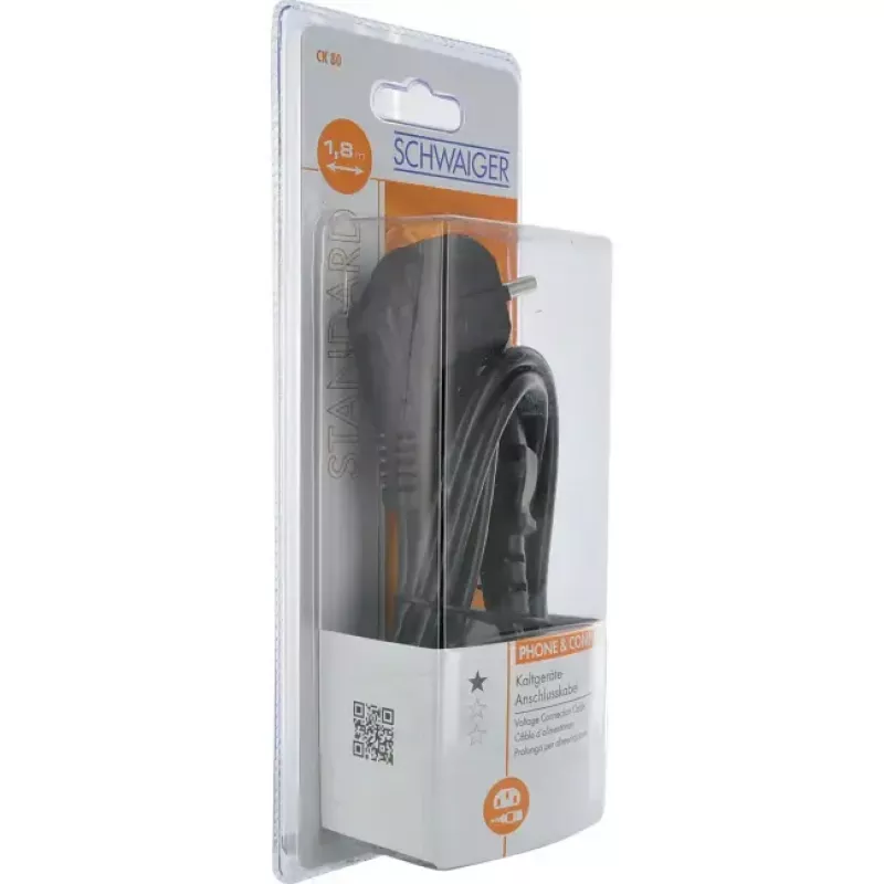 Cabo de alimentação Schuko/C13 M/F 1,8 m Schwaiger CK80531