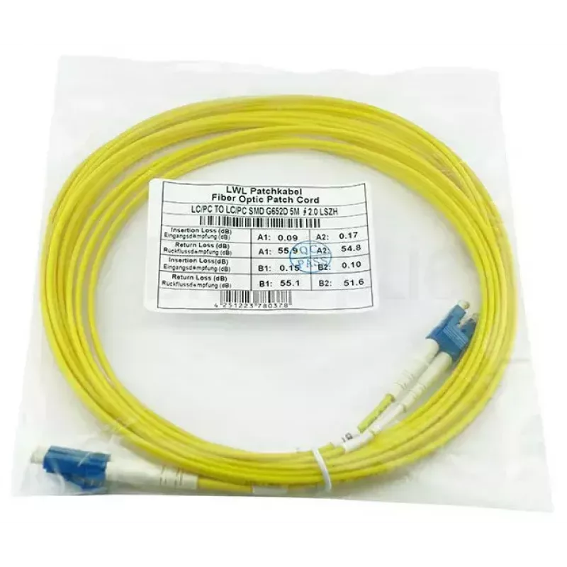 Cabo de patch de fibra ótica BlueOptics SFP3131BU1MK 1 m G.657.A1 LC–LC 9 µm duplex integral amarelo