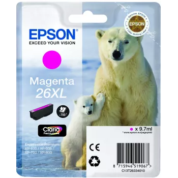 Epson Polar bear embalagem individual magenta 26XL Claria Premium Ink, rendimento elevado (XL), magenta, tinta de pigmento, 1 unid.