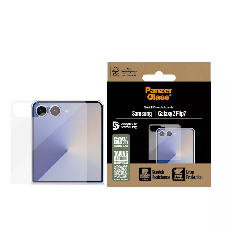PanzerGlass ® Proteção de ecrã Samsung Galaxy Z Flip7 | Classic Fit