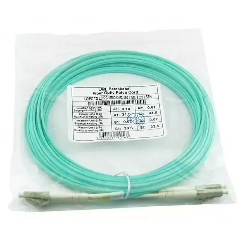 BlueOptics 050502T512000001M-BO Cabo de patch de fibra ótica duplex (compatível com Corning), LC-UPC/LC-UPC, multimodo OM3 50/125 µm, 1 m
