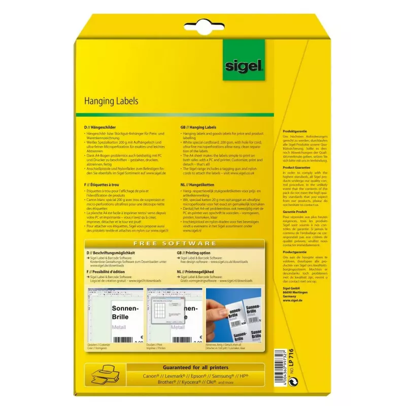 Etiquetas para impressora brancas Sigel LP716