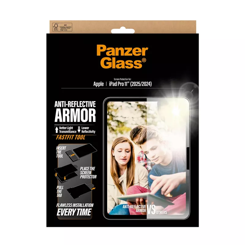 PanzerGlass ® Anti-Reflective Armor protetor de ecrã iPad Pro 11 polegadas (2024-2025) | Ultra-Wide Fit com ferramenta FastFit