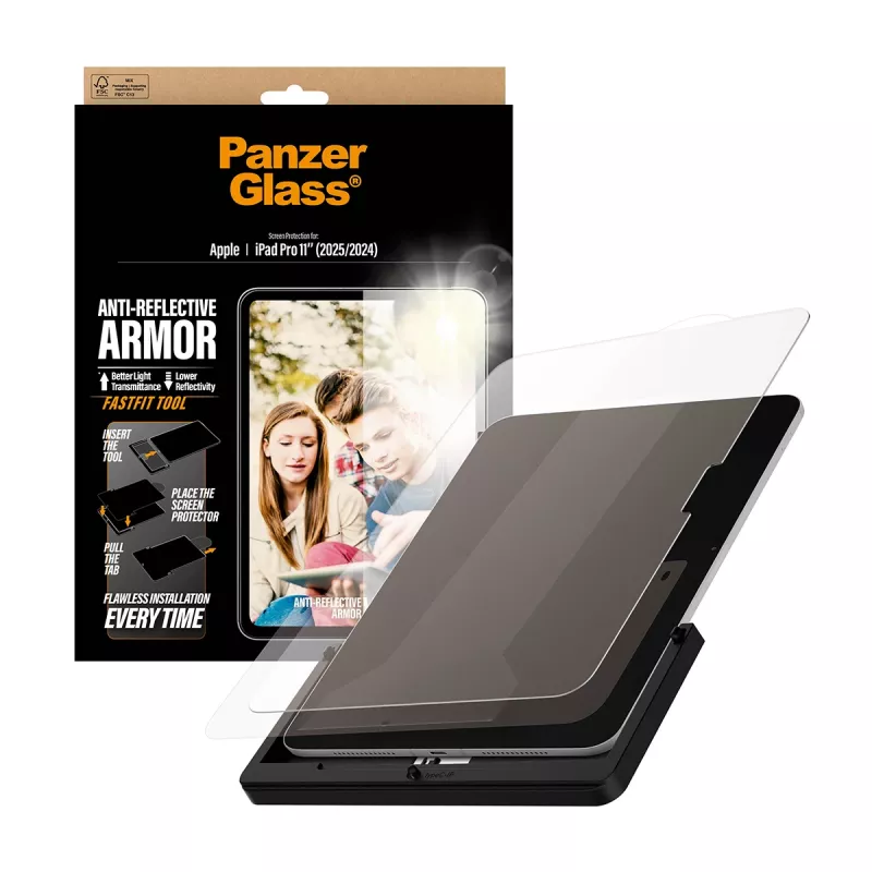 PanzerGlass ® Anti-Reflective Armor protetor de ecrã iPad Pro 11 polegadas (2024-2025) | Ultra-Wide Fit com ferramenta FastFit