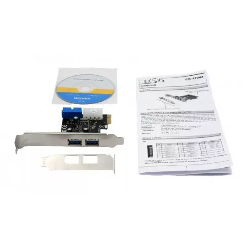 Adaptador PCIe USB 3.2 Gen 1 interno EXSYS EX-11049 preto prateado