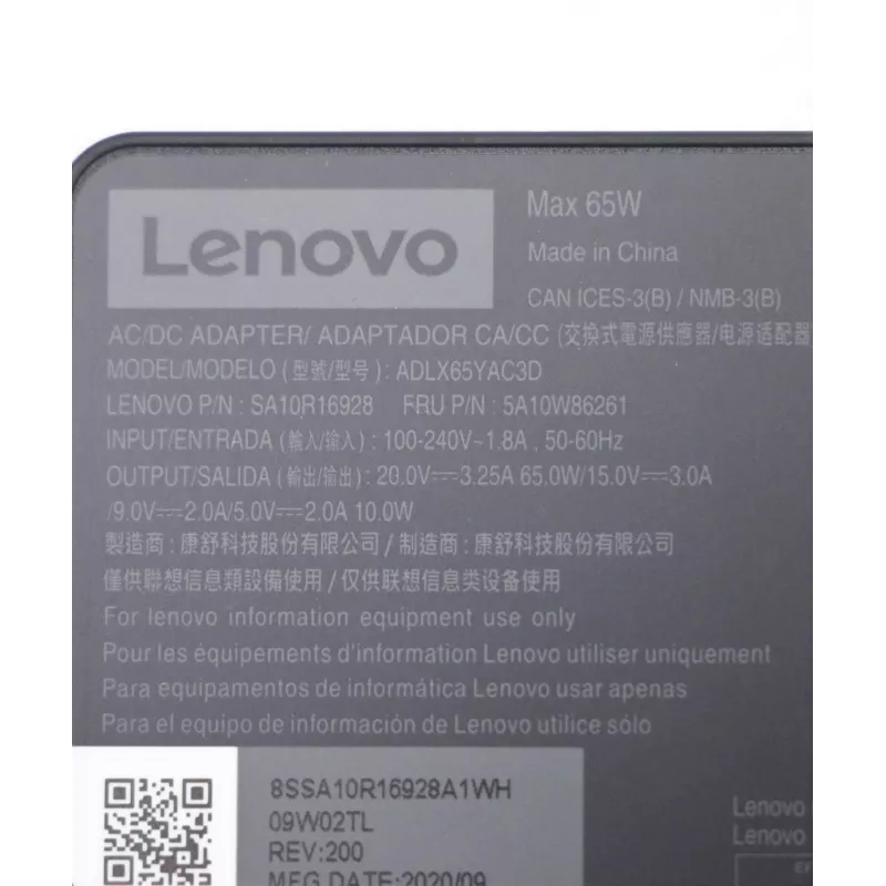 Fonte de alimentação Lenovo 5A10W86261 interior 65 W preto