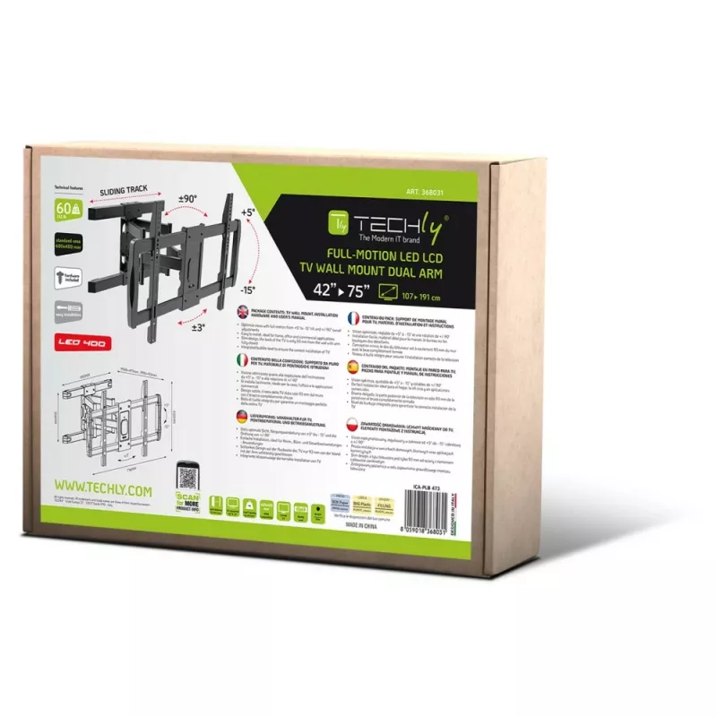 Suporte de TV Techly ICA-PLB-473 190,5 cm (75 polegadas) preto