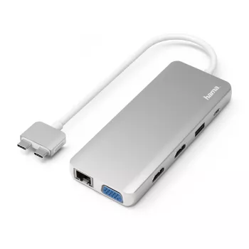 Hama 00200133 dock/replicador de portas para portátil USB 3.2 Gen 1 (3.1 Gen 1) Type-C prateado, branco