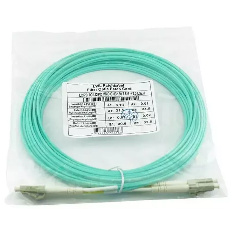 BlueOptics 050502T512000003M-BO Cabo de patch de fibra ótica duplex (compatível com Corning), LC-UPC/LC-UPC, multimodo OM3 50/125 µm, 3 m