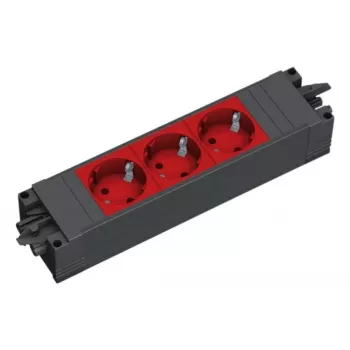 Régua de tomadas Bachmann STEP BASE 3 tomadas, 250 V 16 A, caixa de plástico, IP20, vermelho, 52×230×44 mm