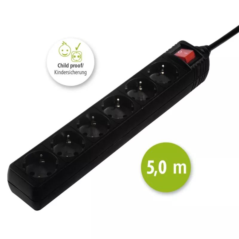 Hama 137266 Régua de tomadas 6 saídas AC interior preto