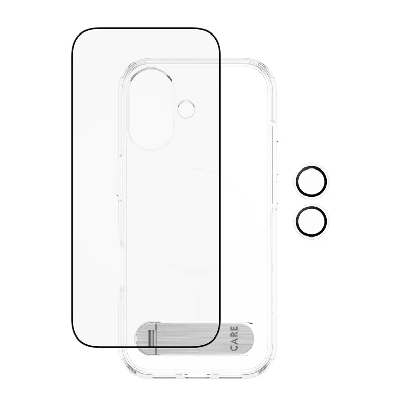 Capa de proteção PanzerGlass CARE Feature Kick 3w1 para iPhone 17 com vidro de ecrã integrado e proteção da lente da câmara