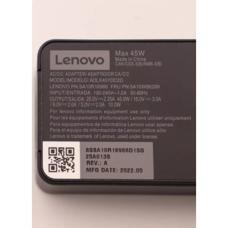 Lenovo 5A10W86299 carregador/fonte de alimentação interior 45 W preto