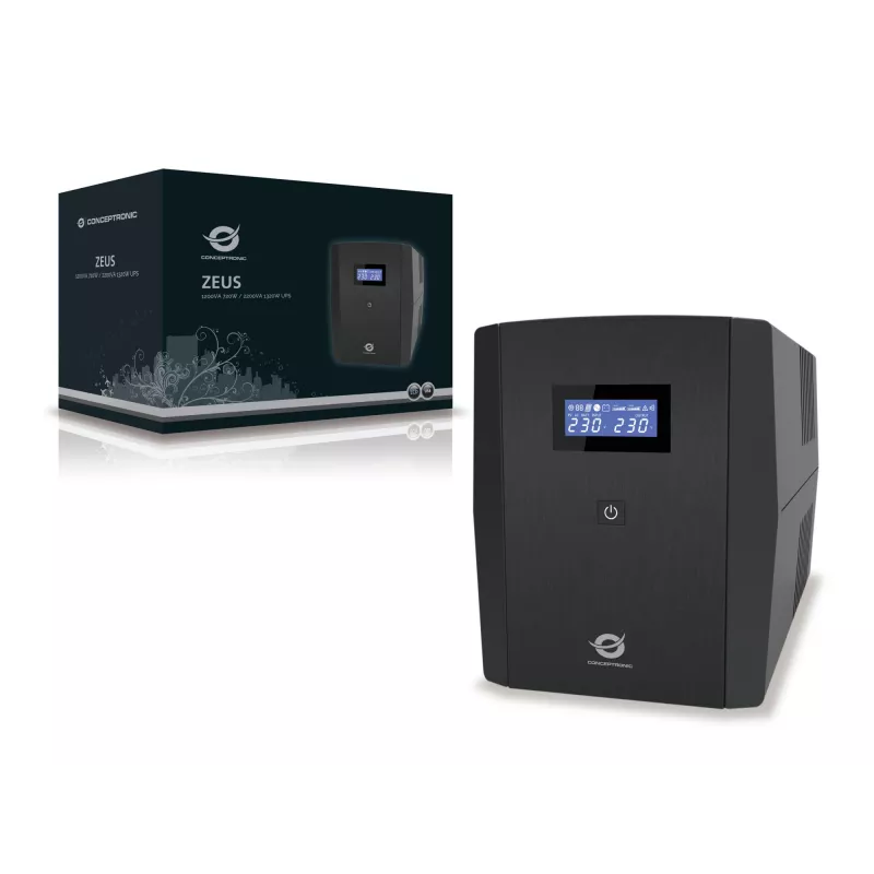 UPS Conceptronic ZEUS 2200VA 1320W, tomada IEC + Schuko, line-interactive, 2,2 kVA, 1320 W, 220 V, 240 V, 220 V