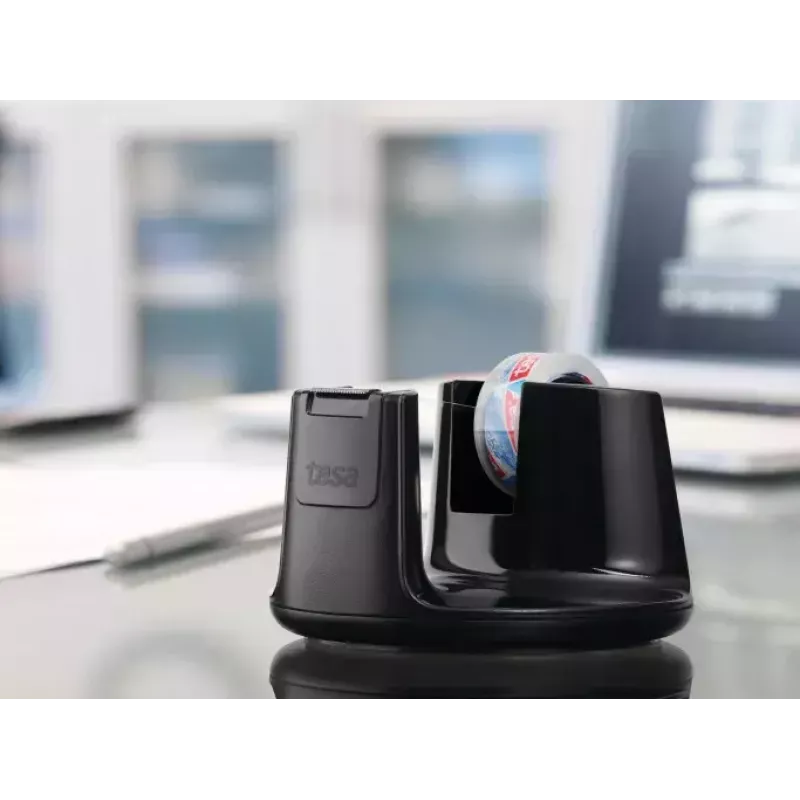 tesa Easy Cut Compact Dispensador de secretária 53827, preto, com película
