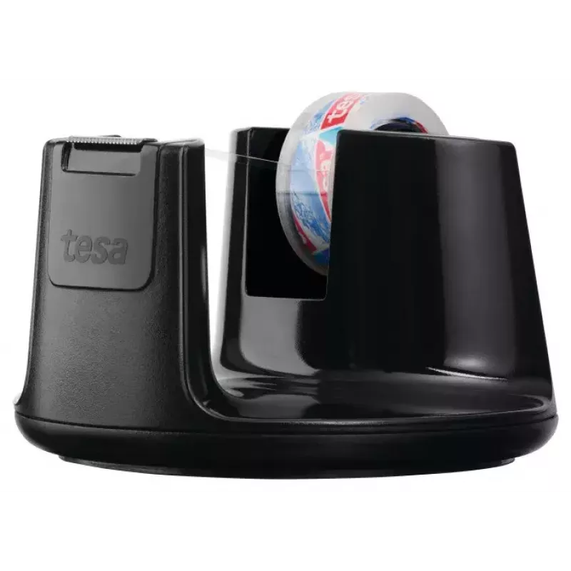 tesa Easy Cut Compact Dispensador de secretária 53827, preto, com película