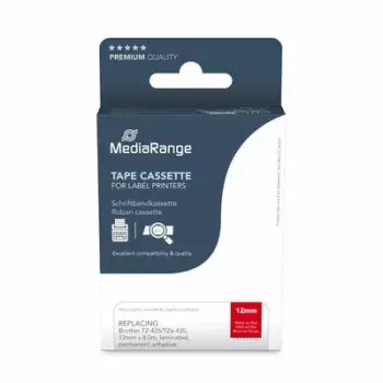 Fita de impressora MediaRange MRBTZ435 branco 1,2 cm x 8 m