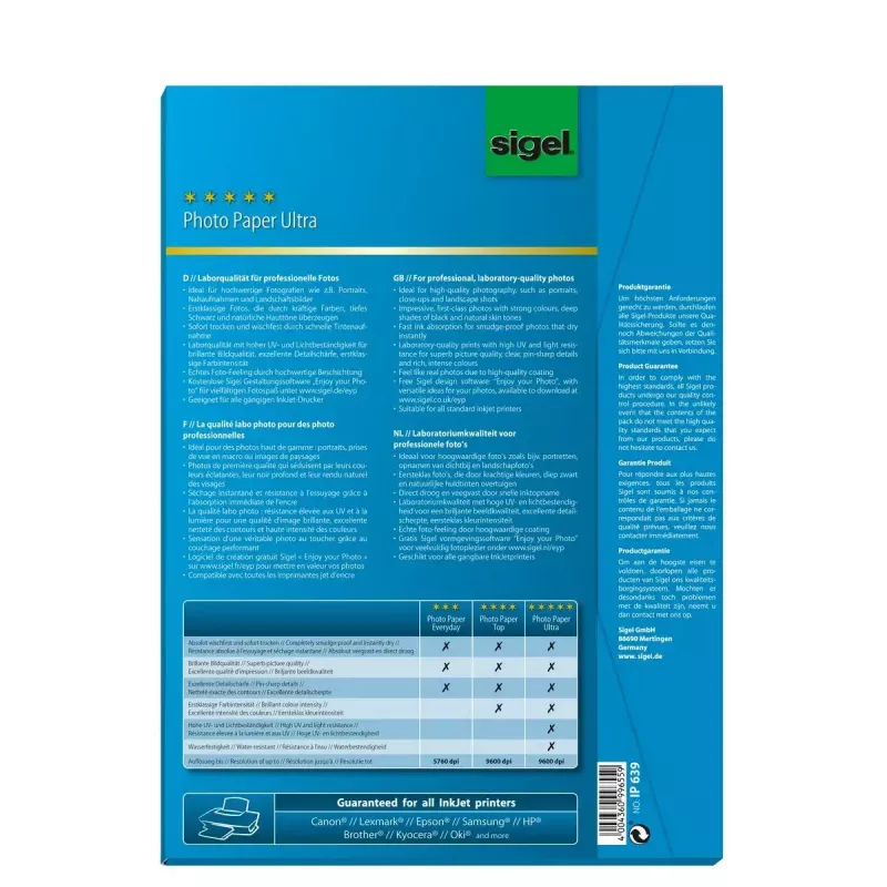 Papel de impressora A4 Sigel IP639 brilhante 50 folhas branco