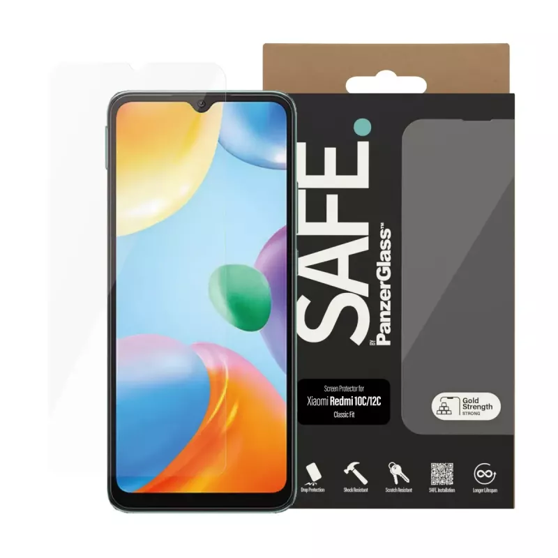 Proteção de ecrã PanzerGlass SAFE. by ® Xiaomi Redmi 10C resistente a riscos e choques