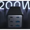 Conceptronic carregador GaN USB PD de 6 portas 200W com cabo de carregamento USB-C, USB-C x 4, USB-A x 2, QC 3.0, PD 3.1, PPS