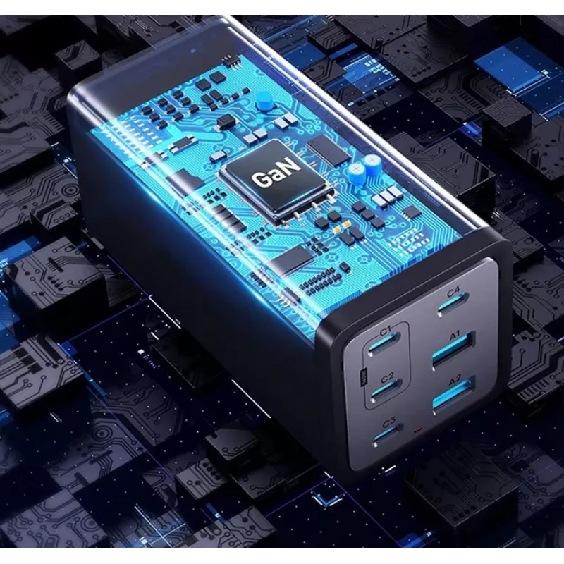 Conceptronic carregador GaN USB PD de 6 portas 200W com cabo de carregamento USB-C, USB-C x 4, USB-A x 2, QC 3.0, PD 3.1, PPS