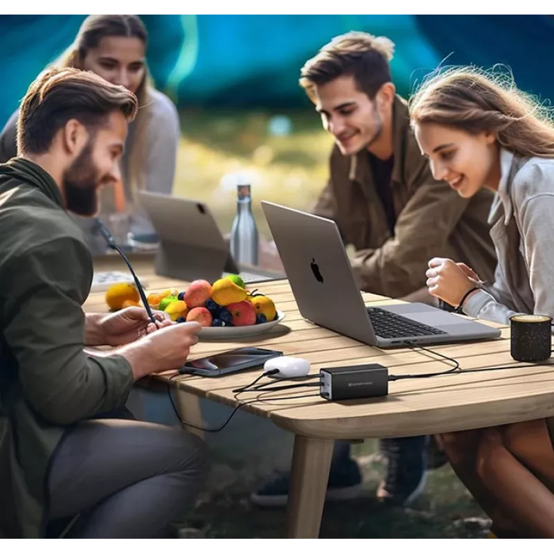 Conceptronic carregador GaN USB PD de 6 portas 200W com cabo de carregamento USB-C, USB-C x 4, USB-A x 2, QC 3.0, PD 3.1, PPS