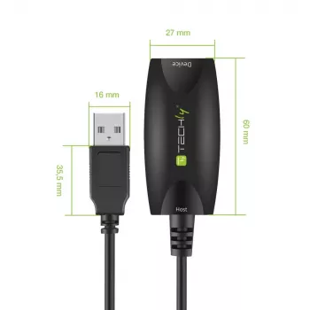Techly Cabo de extensão ativa SuperSpeed USB3.0 5m Preto ICUR3050