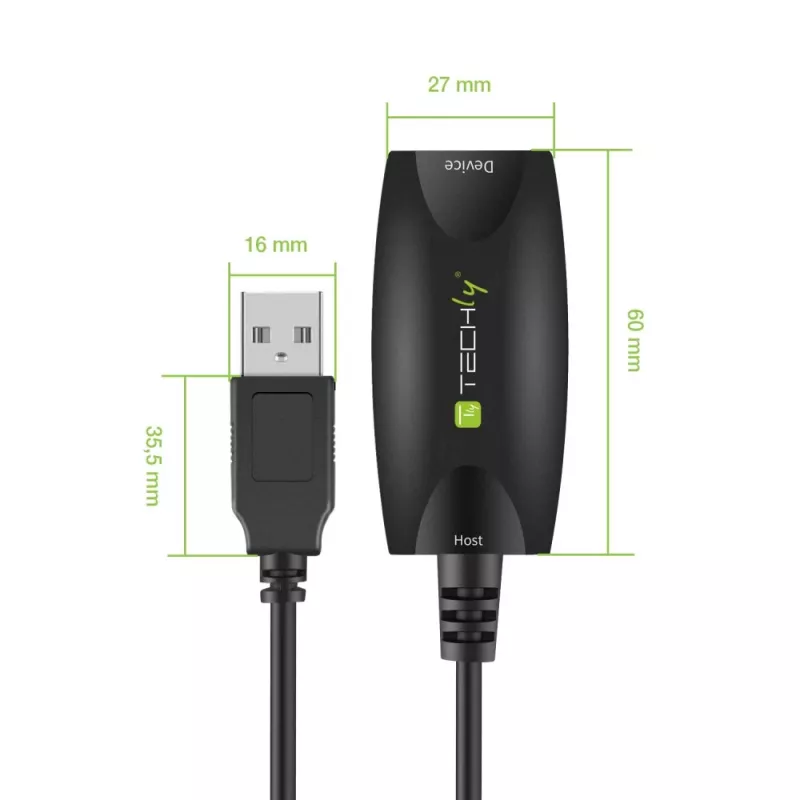 Techly Cabo de extensão ativa SuperSpeed USB3.0 5m Preto ICUR3050