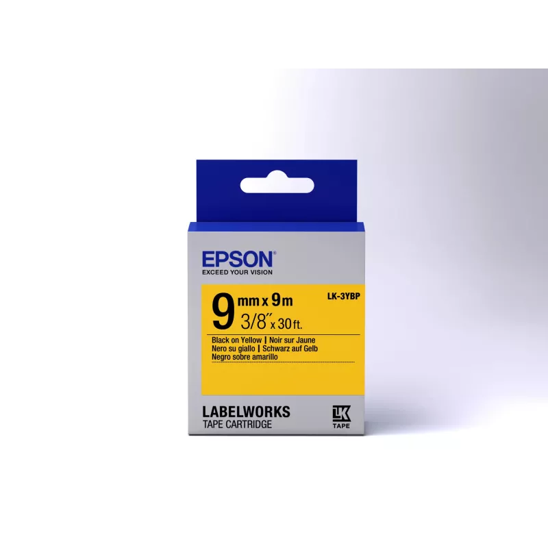 Epson Cartucho de etiquetas Pastel LK-3YBP Preto/Amarelo 9mm (9m)