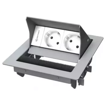 Tomada de mesa Kindermann CablePort standard² tipo F cinzento branco
