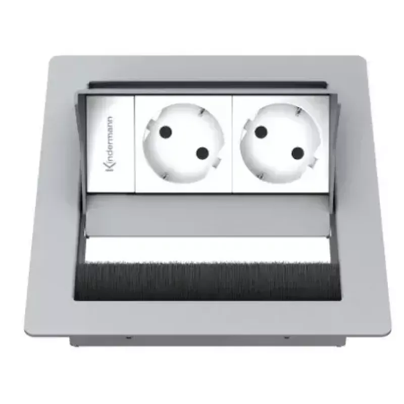 Tomada de mesa Kindermann CablePort standard² tipo F cinzento branco