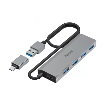 Hub de Interfaces Hama 00200138 USB 3.2 Gen 1 (3.1 Gen 1) Type-A + Type-C 5000 Mbit/s Antracite, Cinzento