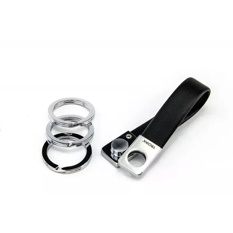 Porta-chaves TROIKA TWISTER Preto Prateado Pele Metal 16mm 9mm