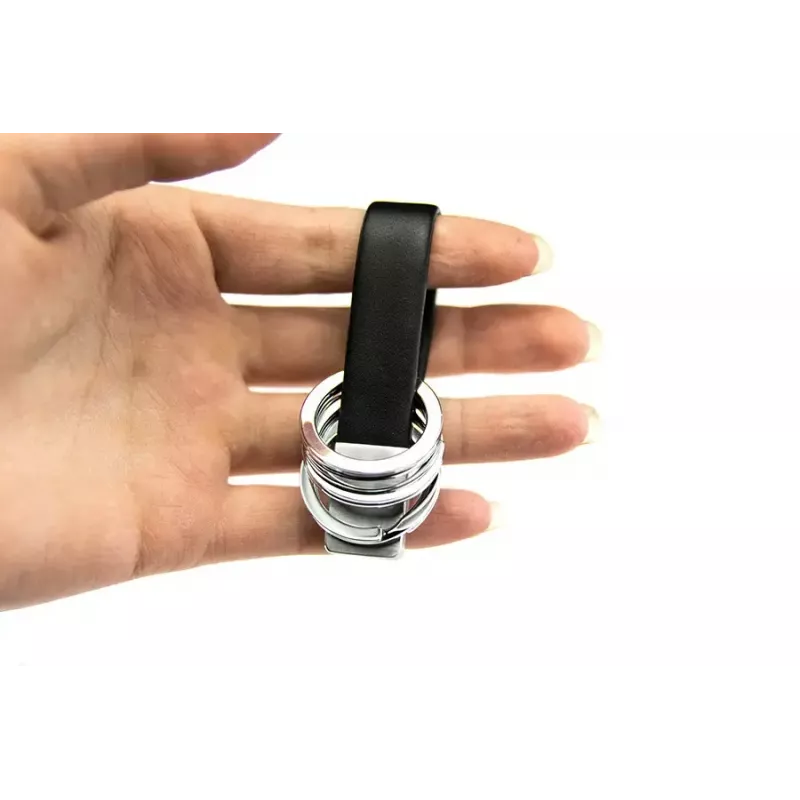 Porta-chaves TROIKA TWISTER Preto Prateado Pele Metal 16mm 9mm