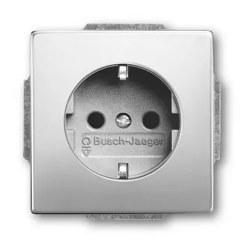 Tomada Busch-Jaeger 2011-0-3850 CEE 7/3 2P+E 250 V 16 A Aço Inoxidável Prateado 71×41 mm