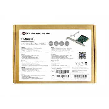 Conceptronic EMRICK placa PCIe 2 portas USB 3.2 Gen 2 Type-C
