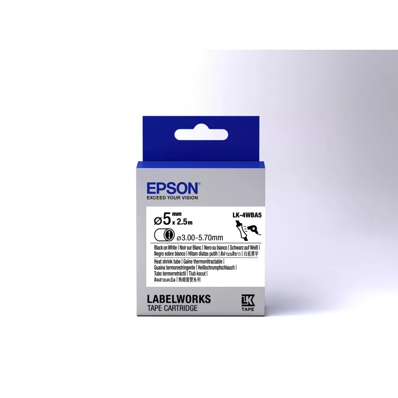 Epson cartucho de etiquetas tubo termorretrátil (HST) LK-4WBA5 preto/branco D5mm (2,5m)