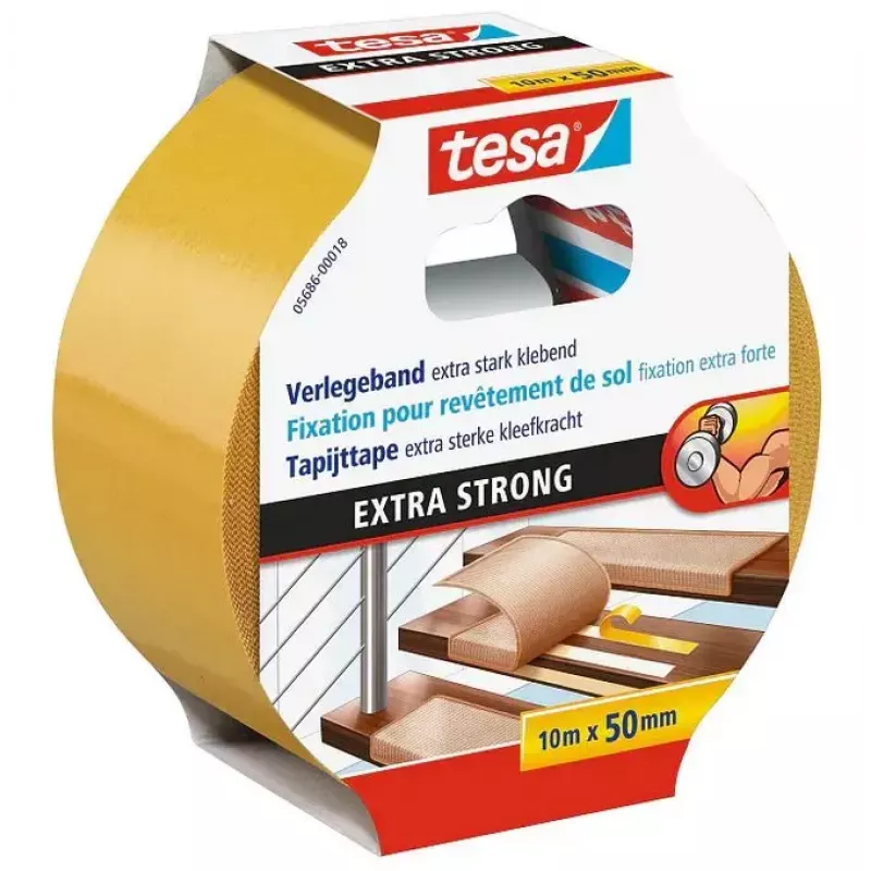 Tesa fita adesiva 5686 — fita de fixação de polipropileno (PP), 10 m × 50 mm × 0,24 mm, branco