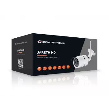Conceptronic JARETH HD Câmara IP Wireless Cloud, Exterior, Câmara de vigilância IP, Exterior, Com fios e sem fios, Externo, Teto/Parede, Branco