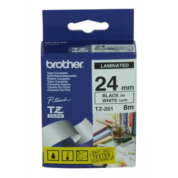 Fita de etiquetagem Brother TZ-251 Preto 8 m 2,4 cm