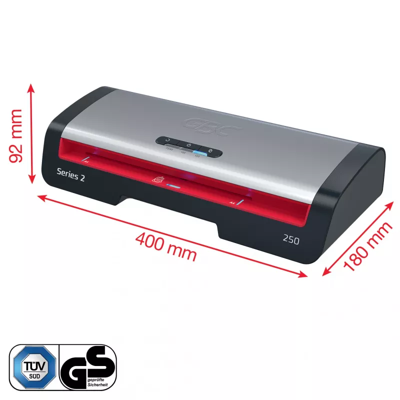 Plastificadora GBC 250 Office A4, 24 cm, plastificadora a quente, 500 mm/min, 0,5 mm, A4, 100 µm